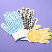 Cotton Knitted Gloves with PVC Dots